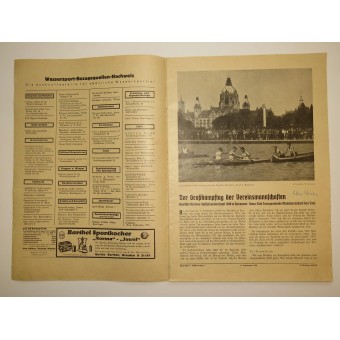 Magazine Kanu-Sport, Faltboot-Sport, Nr.25, 17. September 1938, 24 pages. Espenlaub militaria